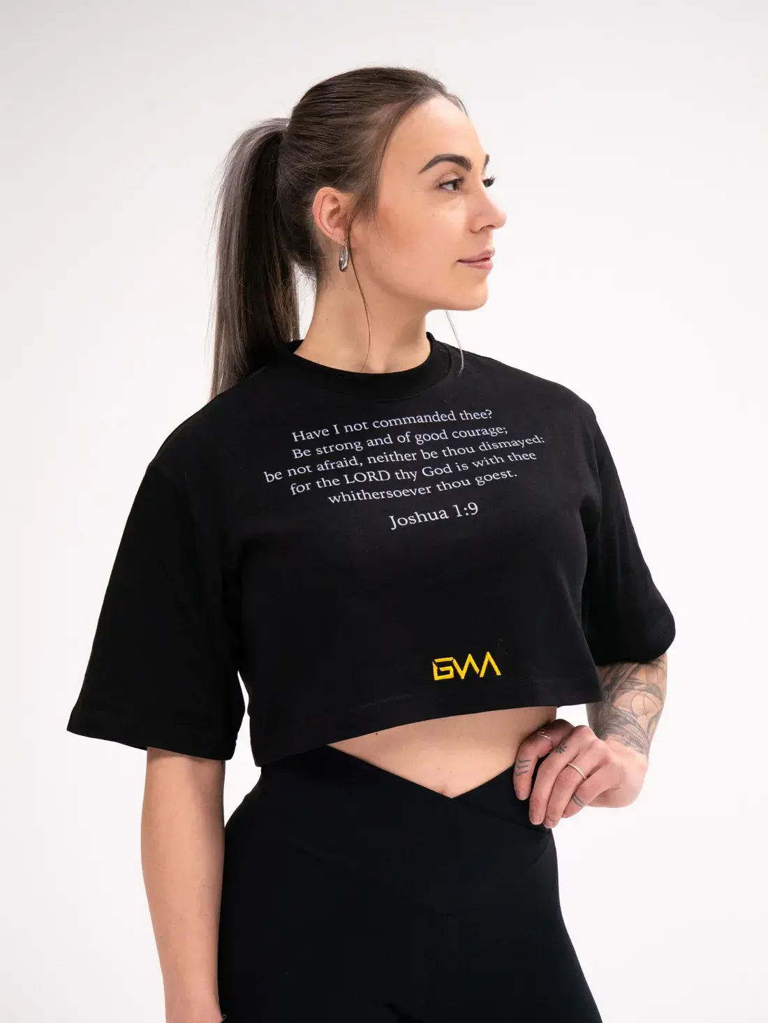 Scripture on the front of the women's Word shirt